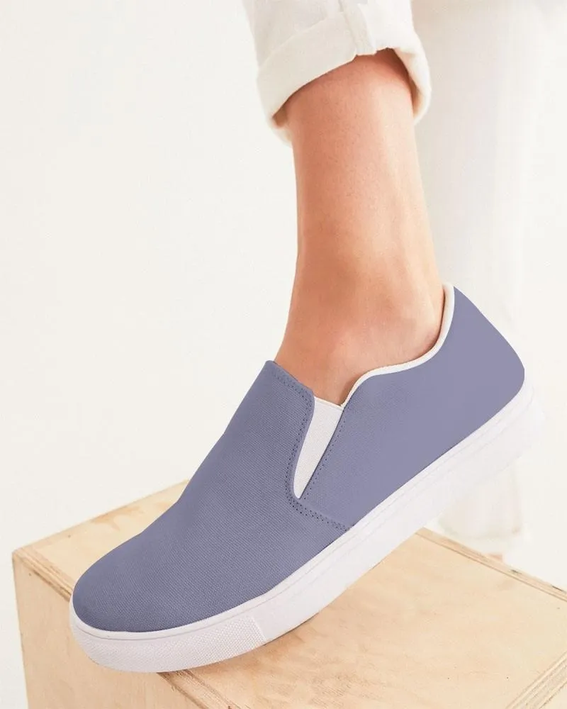 Shaded Pale Pastel Blue Gray Slip-On Canvas Sneakers | Women's | C30M30Y0K30