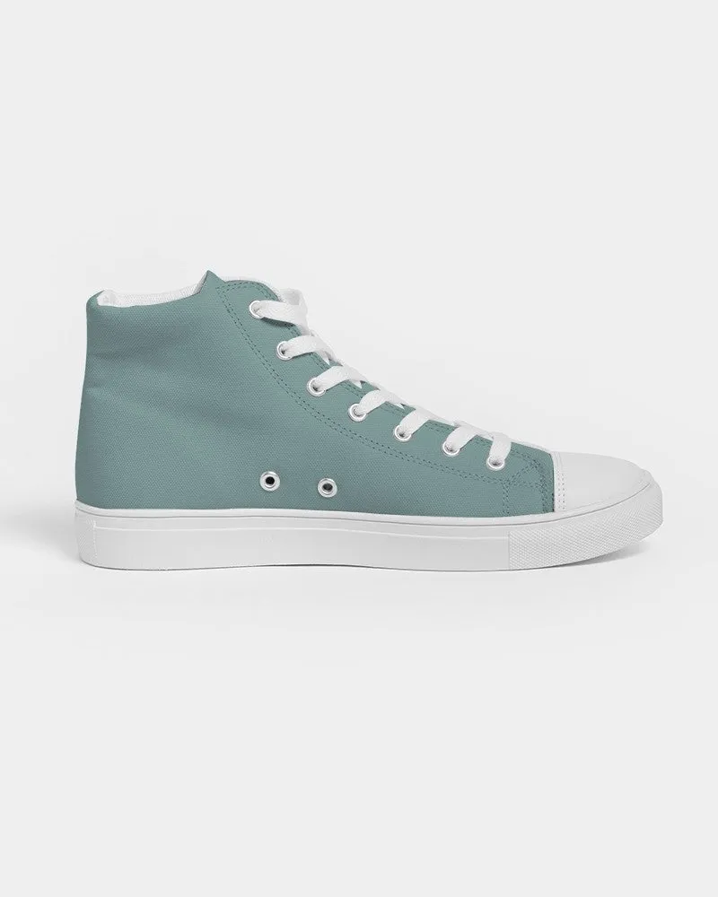 Shaded Pale Pastel Blue-Green Gray High-Top Canvas Sneakers | Men's | C30M0Y15K30