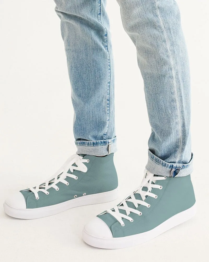 Shaded Pale Pastel Blue-Green Gray High-Top Canvas Sneakers | Men's | C30M0Y15K30