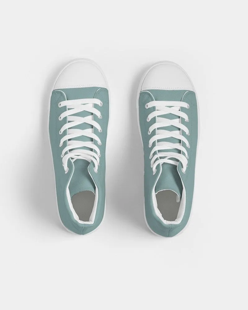 Shaded Pale Pastel Blue-Green Gray High-Top Canvas Sneakers | Men's | C30M0Y15K30