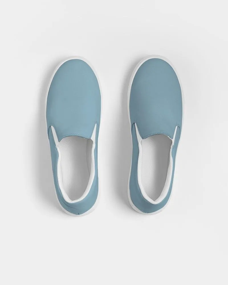 Shaded Pale Pastel Cyan Gray Slip-On Canvas Sneakers | Men's | C30M0Y0K30