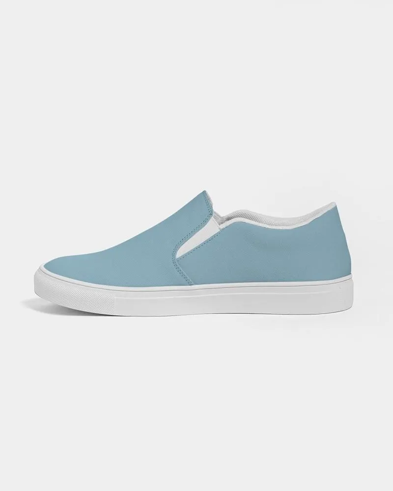 Shaded Pale Pastel Cyan Gray Slip-On Canvas Sneakers | Men's | C30M0Y0K30