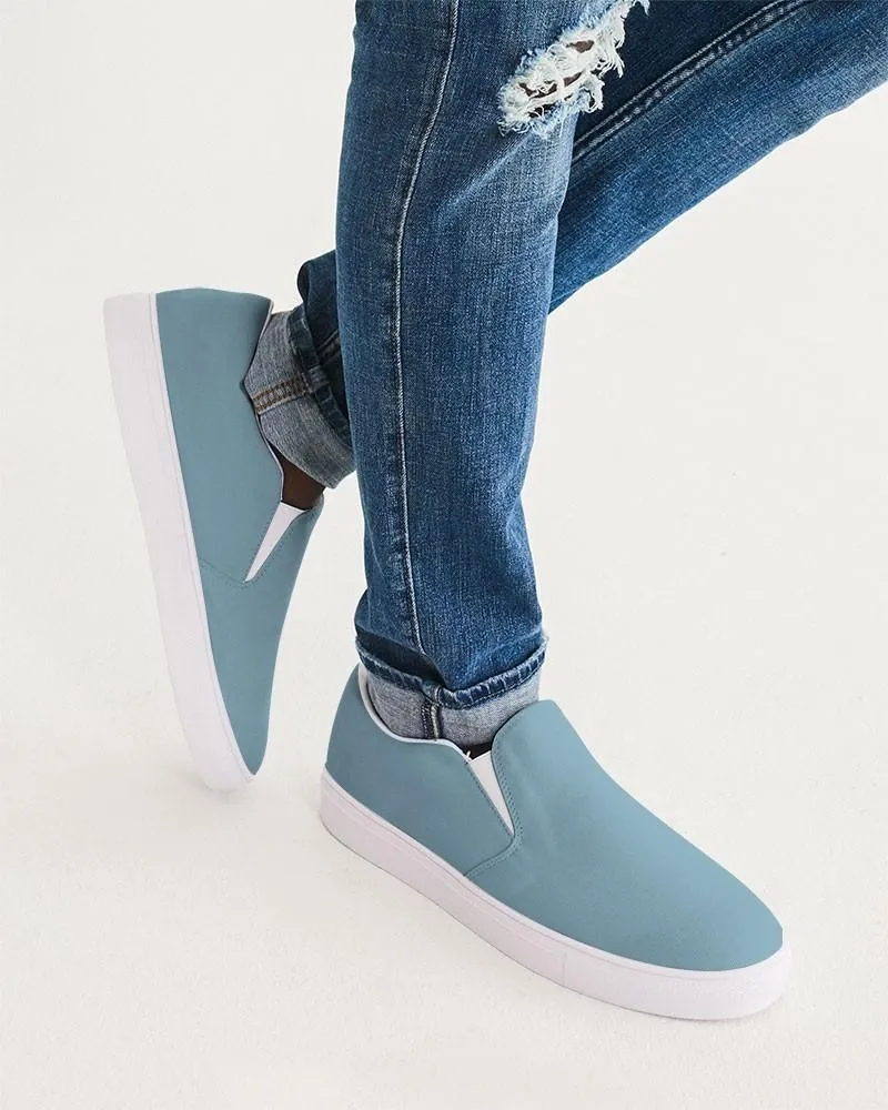 Shaded Pale Pastel Cyan Gray Slip-On Canvas Sneakers | Men's | C30M0Y0K30