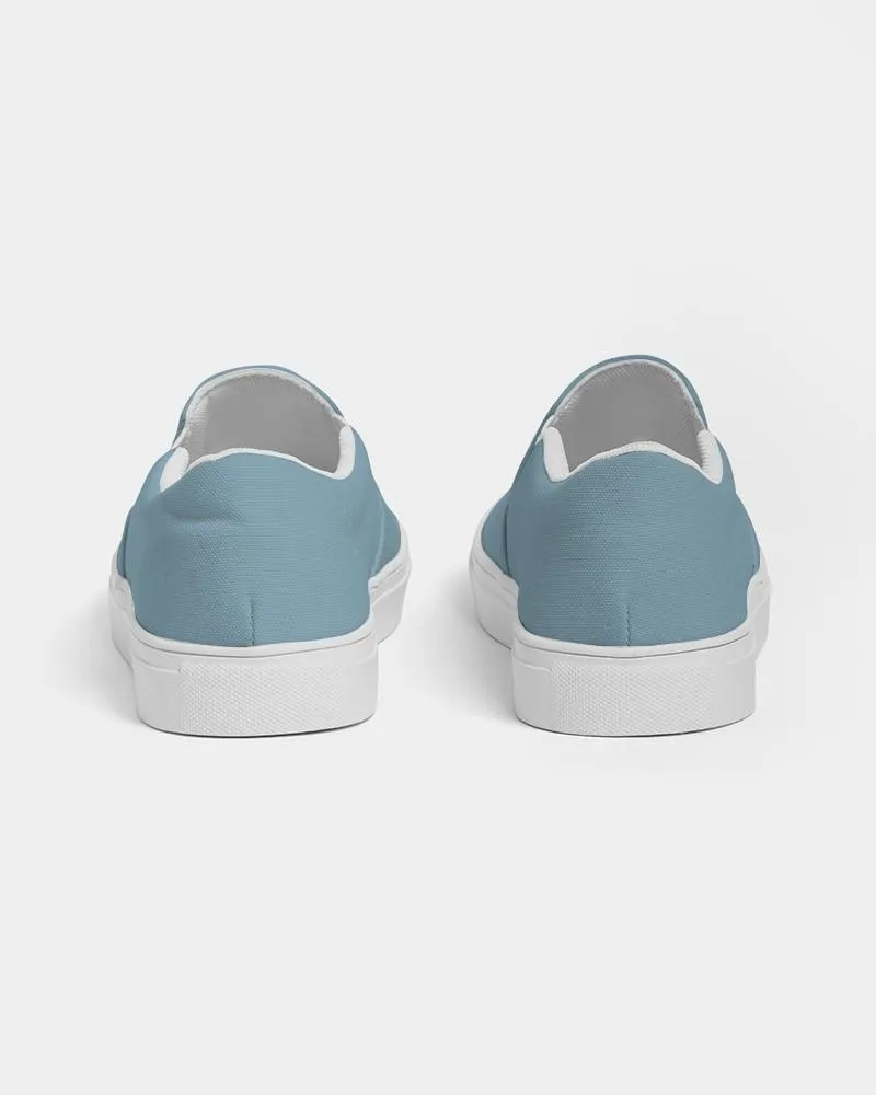 Shaded Pale Pastel Cyan Gray Slip-On Canvas Sneakers | Men's | C30M0Y0K30