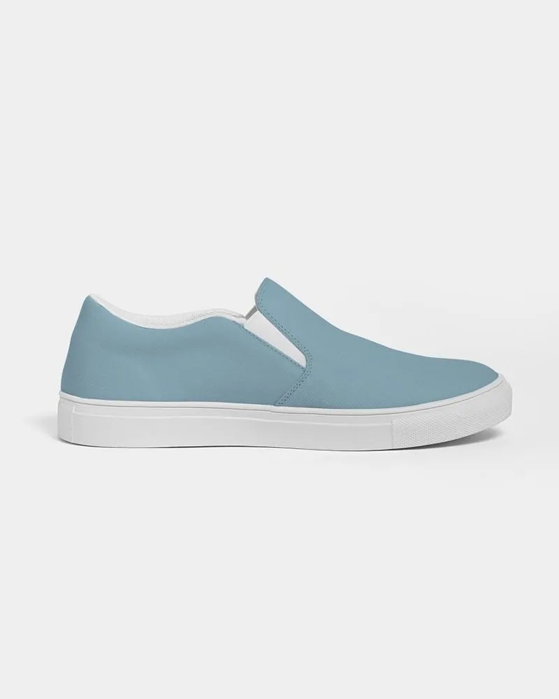 Shaded Pale Pastel Cyan Gray Slip-On Canvas Sneakers | Men's | C30M0Y0K30