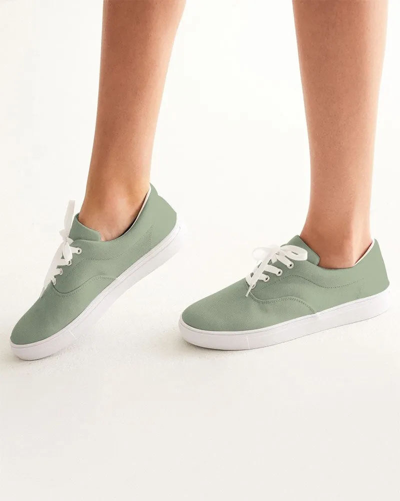 Shaded Pale Pastel Warm Green Gray Canvas Sneakers | Women's | C15M0Y30K30