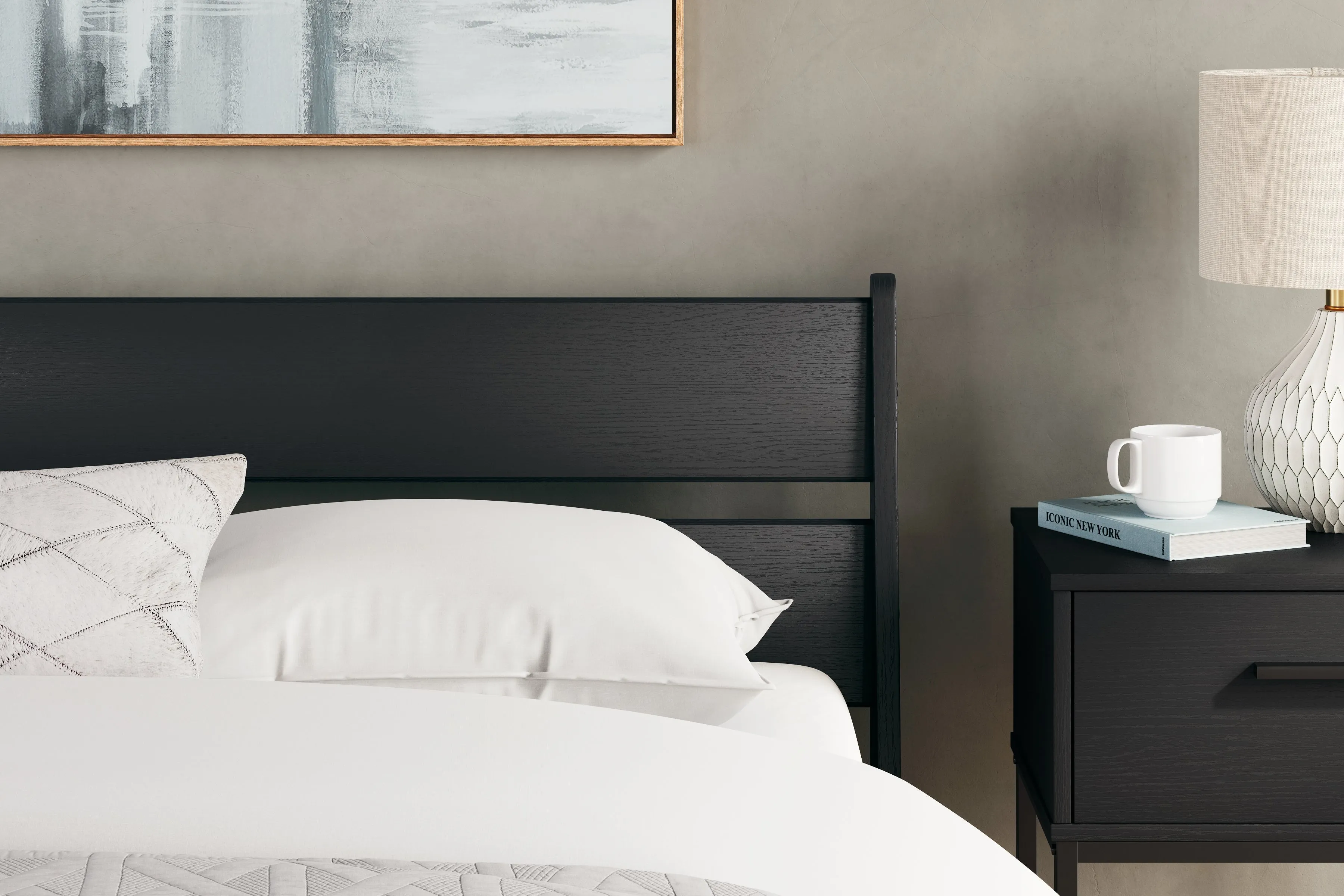Socalle Queen Panel Platform Bed with Dresser and Nightstand in Black