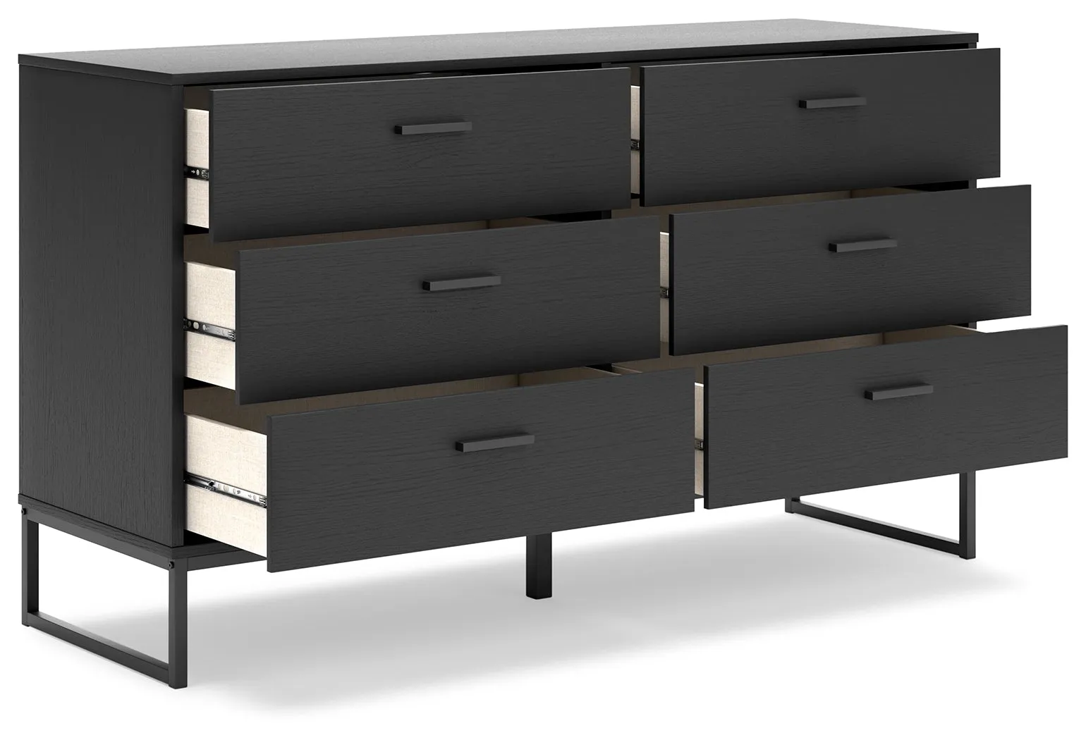 Socalle Queen Panel Platform Bed with Dresser and Nightstand in Black