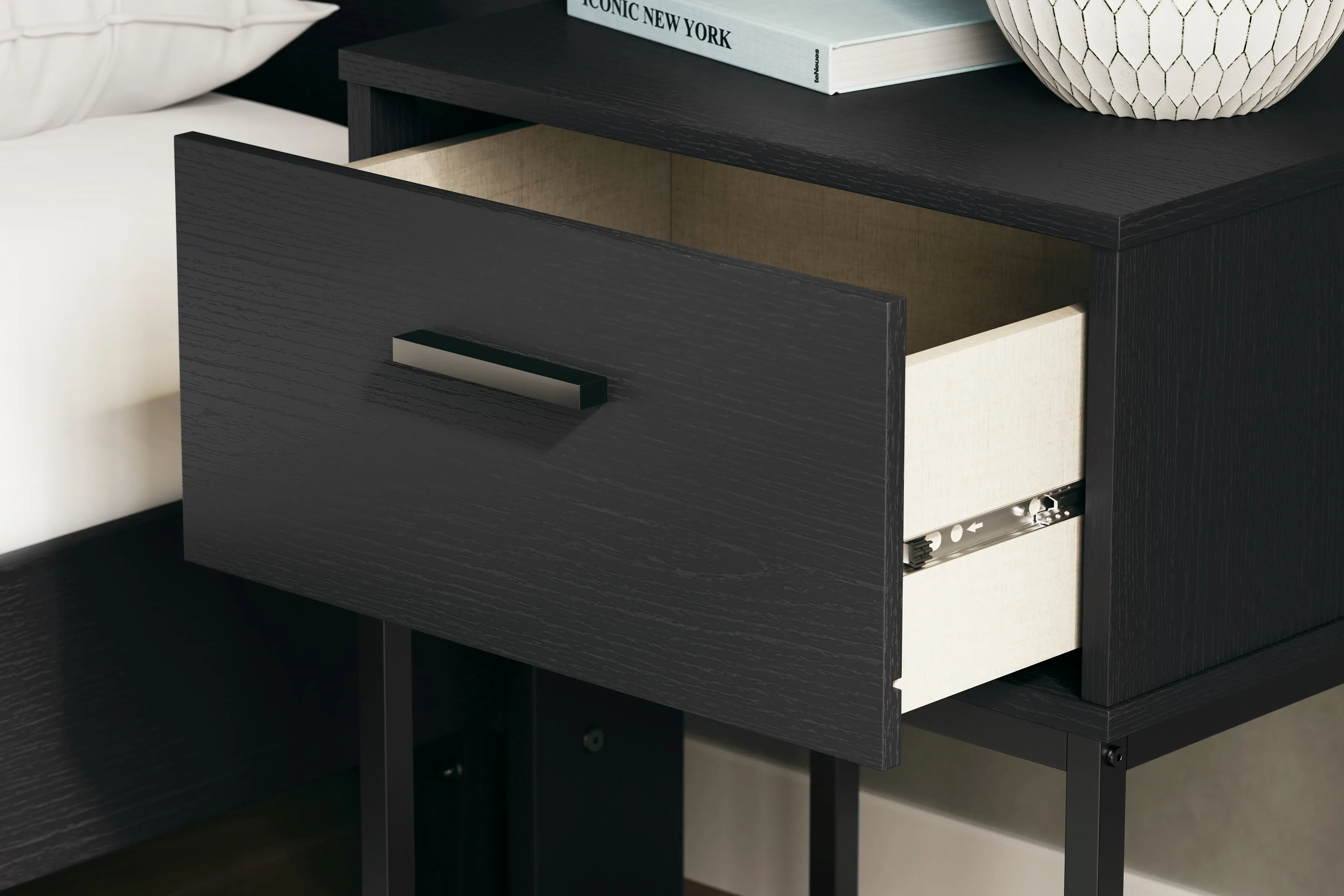 Socalle Queen Panel Platform Bed with Dresser and Nightstand in Black