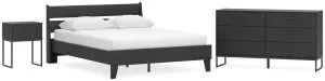 Socalle Queen Panel Platform Bed with Dresser and Nightstand in Black