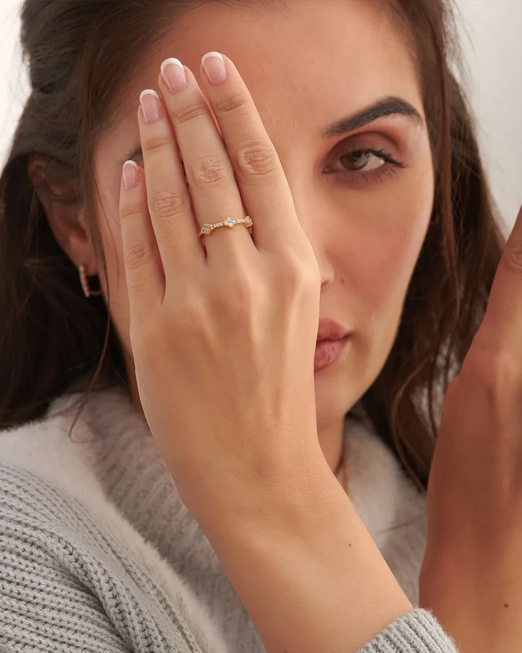 Three-Flower Diamond Ring
