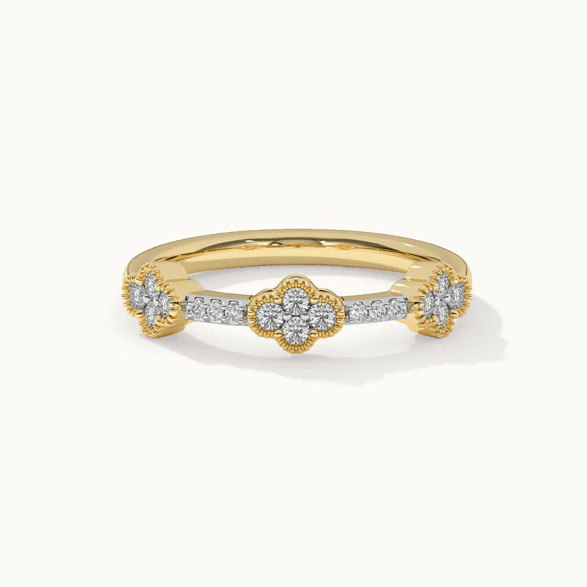 Three-Flower Diamond Ring