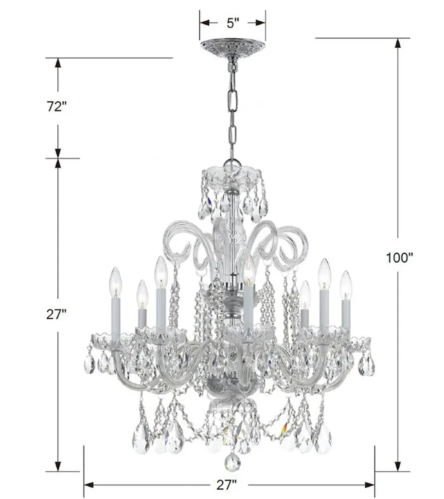 Traditional Crystal 8 Light Spectra Crystal Polished Chrome Chandelier