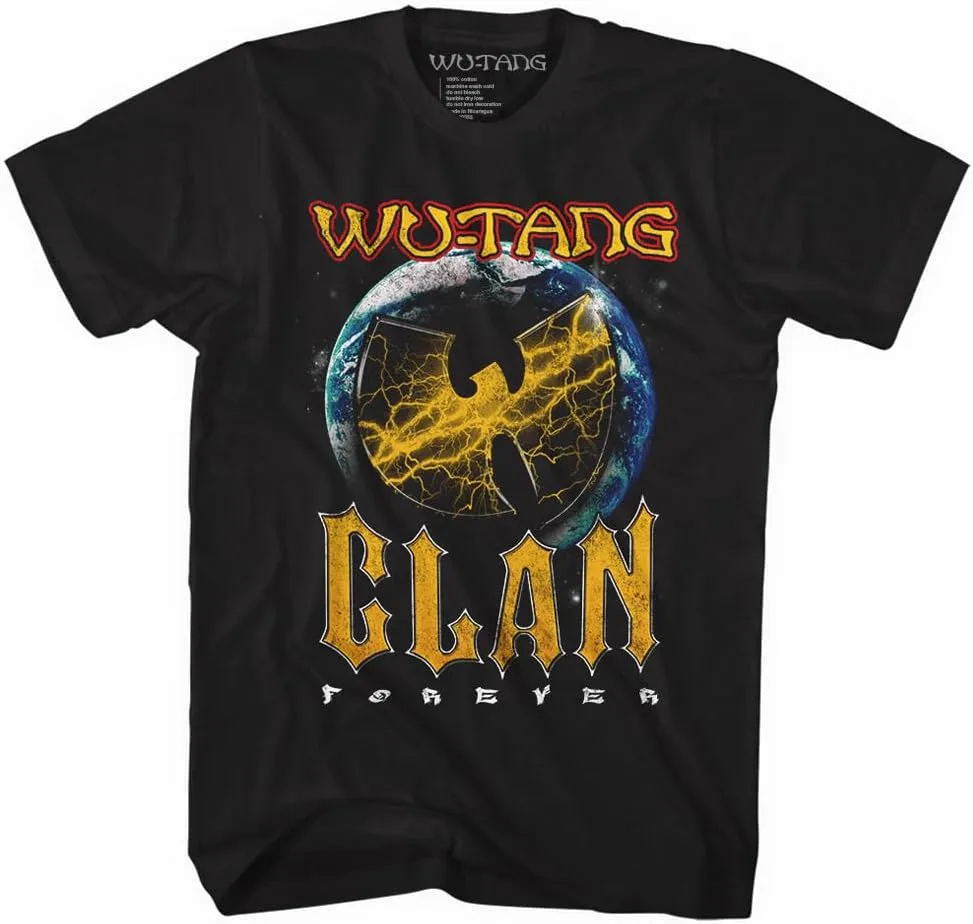Unisex-Adult Wu-Tang Official Merch Bat Globe Tee